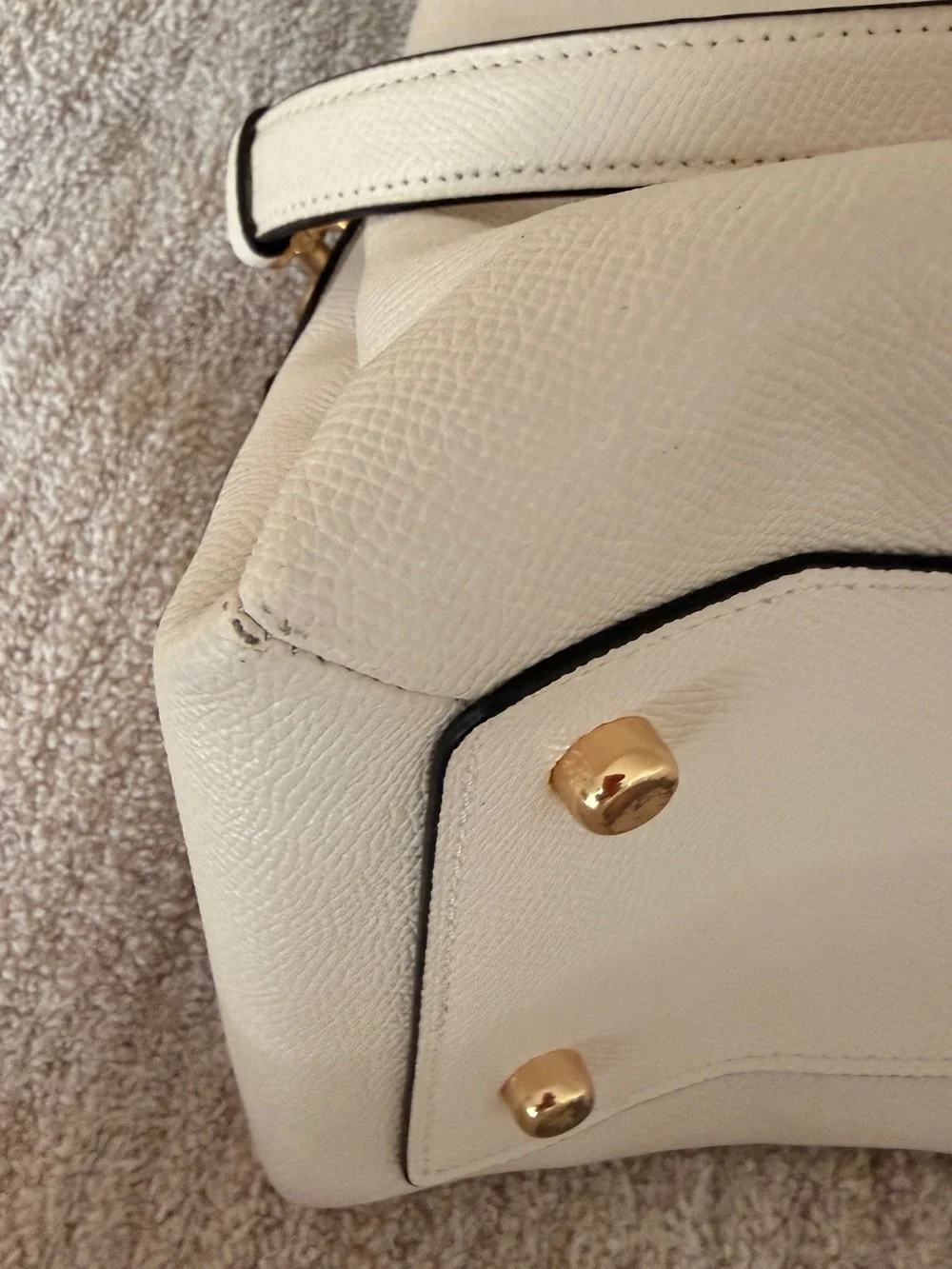 Coach Chalk Pebble Leather Dome Satchel with Gold Hardware